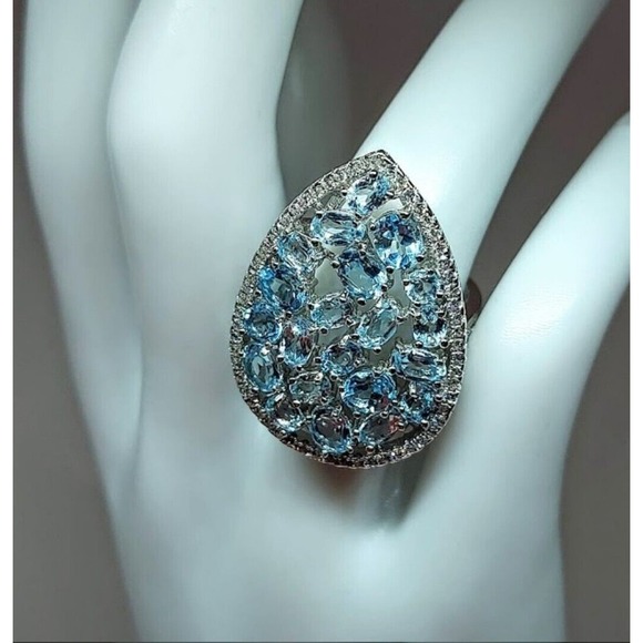 Natural Sky-Blue Topaz Gemstone 925 Sterling Silver Ring size 7 - Picture 5 of 8